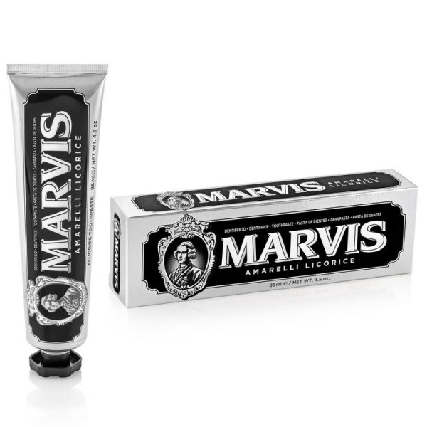 خمیردندان Marvis Amarelli Licorice 25 ml با طعم شیرین‌بیان ایتالیایی در بسته‌بندی کلاسیک مارویس