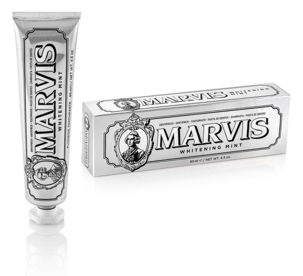 خمیردندان سفیدکننده Marvis Whitening با فرمول حذف لکه‌های سطحی و طعم نعناع کلاسیک