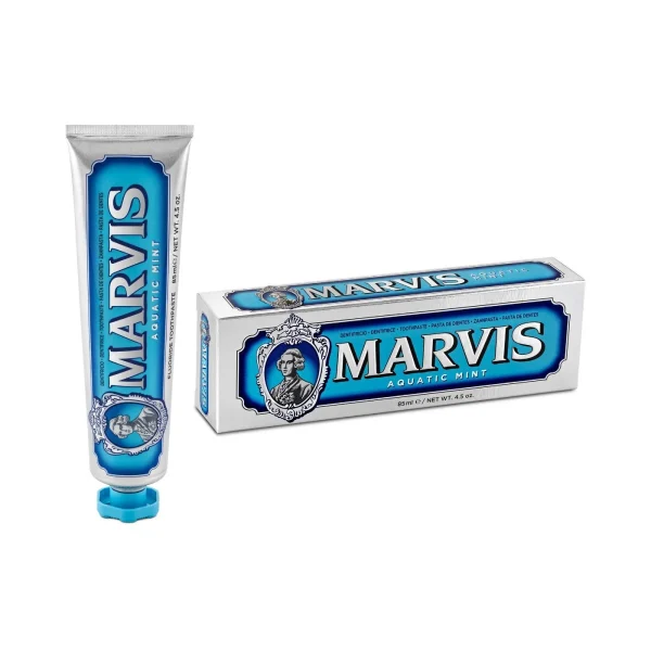 خمیردندان Marvis Aquatic Mint با طعم نعناع دریایی در تیوب ۸۵ میلی‌لیتری ساخت ایتالیا