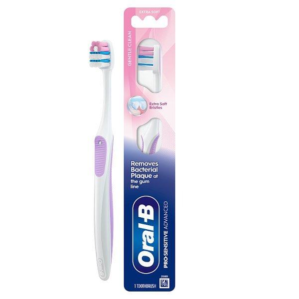 مسواک اورال بی Pro Sensitive Advanced Extra Soft با الیاف بسیار نرم و سر کوچک